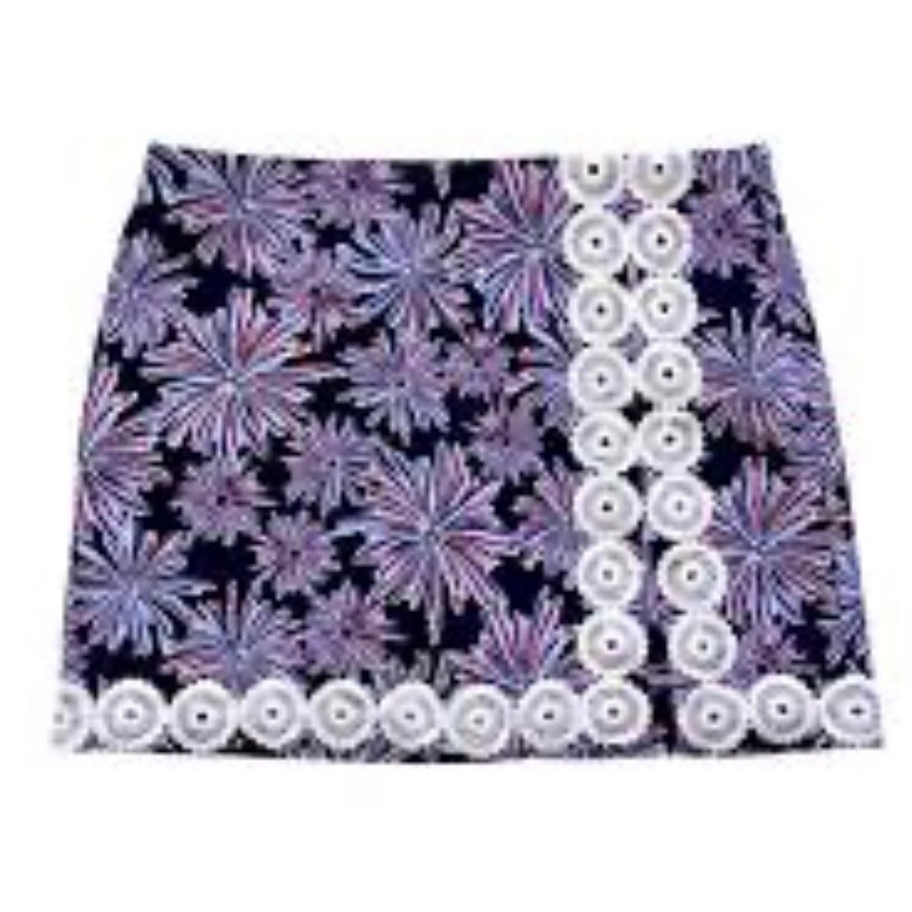 Crown & Ivy Firecracker Floral Skort Navy Red White Lace Trim Mini Skirt - Picture 2 of 10